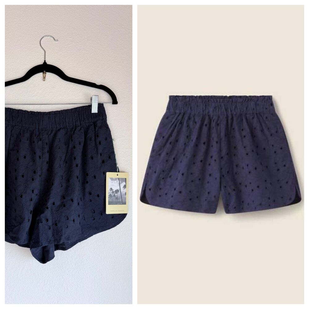 NEW Trovata Birds of Paradis Lucy Pull-On Short In Inkwell Navy Eyelet Lace Sz S